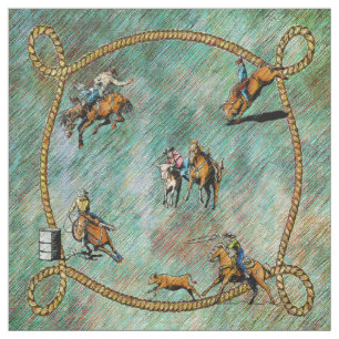 Western-Rodeo-Ereignis-Cowboy-Cowgirl-Gewebe Stoff
