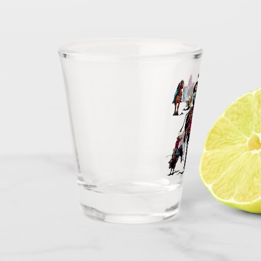 Western-Rodeo-Ereignis-Cowboy-Cowgirl-Pferde Schnapsglas (Links)