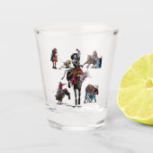 Western-Rodeo-Ereignis-Cowboy-Cowgirl-Pferde Schnapsglas (Vorderseite)