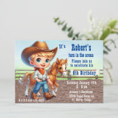 Western Rodeo Kleiner Cowboy zum Geburtstag Einladung (Stehend Vorderseite)