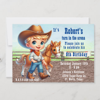 Western Rodeo Kleiner Cowboy zum Geburtstag Einladung