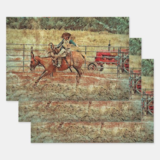 Western Rodeo Land Reiten Textur Geschenkpapier Set (Set)