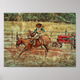 Western Rodeo Land Reiten Textur Poster