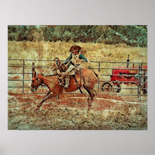 Western Rodeo Land Reiten Textur Poster (Vorne)