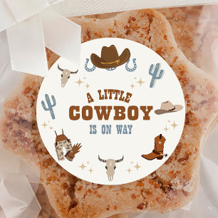 Western Rodeo Little Cowboy Baby Dusche Runder Aufkleber