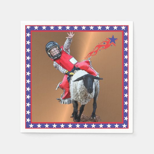 Western Rodeo Mutton Busting Cowboy Kid Serviette (Vorderseite)
