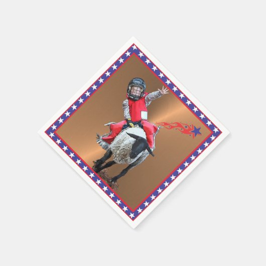 Western Rodeo Mutton Busting Cowboy Kid Serviette (Ecke)