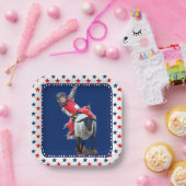 Western Rodeo Mutton Busting Cowboy Kid Square Sti Pappteller (Party)