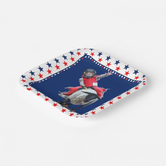 Western Rodeo Mutton Busting Cowboy Kid Square Sti Pappteller (Gewinkelt)