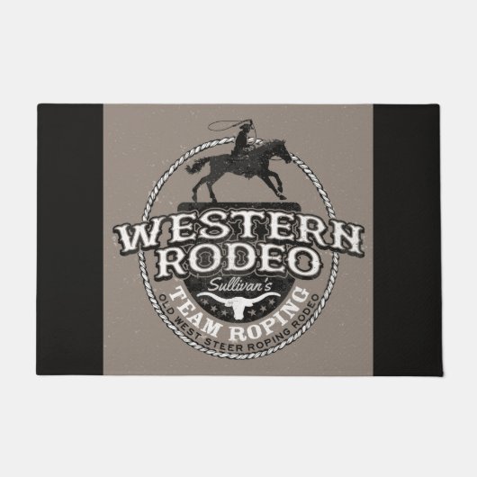 Western Rodeo Old West Steer Roping Personalisiert Fußmatte (Vorderseite)