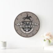 Western Rodeo Old West Steer Roping Personalisiert Große Wanduhr (Zuhause)