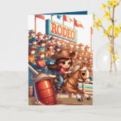 Western Rodeo Pferde Cowgirl Barrel Racing Custom Karte (Gelbe Blume)