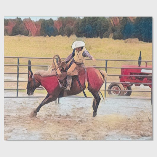 Western Rodeo Reiten Geschenkpapier (Flach)