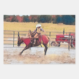 Western Rodeo Reiten Geschenkpapier Set