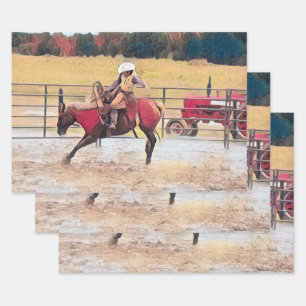 Western Rodeo Reiten Geschenkpapier Set