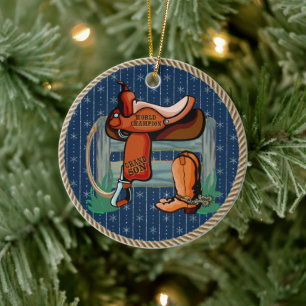 Western Rodeo Saddle Champion Grandson Keramik Ornament