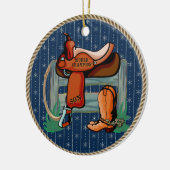 Western Rodeo Saddle Champion Son Keramik Ornament (Links)