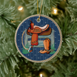 Western Rodeo Saddle Champion Vater Keramik Ornament