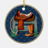 Western Rodeo Saddle Champion Vater Keramik Ornament (Vorne)