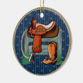 Western Rodeo Saddle Champion Vater Keramik Ornament (Links)