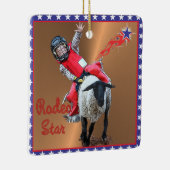 Western Rodeo Star Mutton Busting Kid Keramikornament (Rechts)