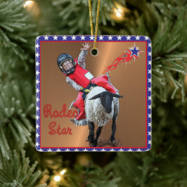 Western Rodeo Star Mutton Busting Kid Keramikornament