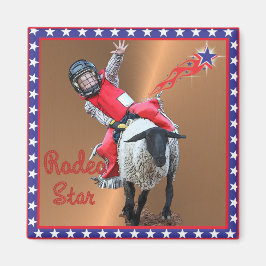 Western Rodeo Star Mutton Busting Kid Magnet