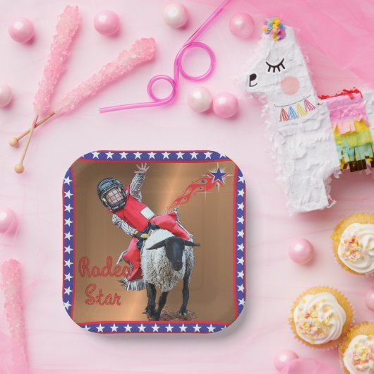 Western Rodeo Star Mutton Busting Kid Pappteller (Party)