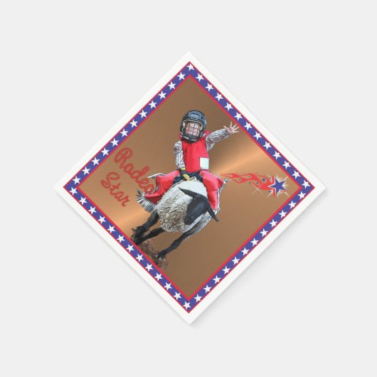 Western Rodeo Star Mutton Busting Kid Serviette (Ecke)