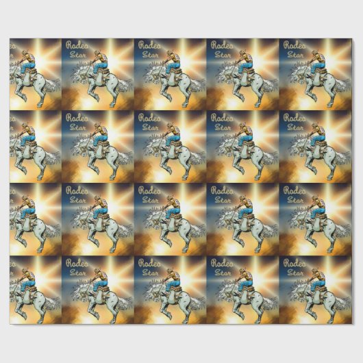 Western-Rodeo-Sternbronc-Reiter-Verpackungs-Papier Geschenkpapier (Flach)