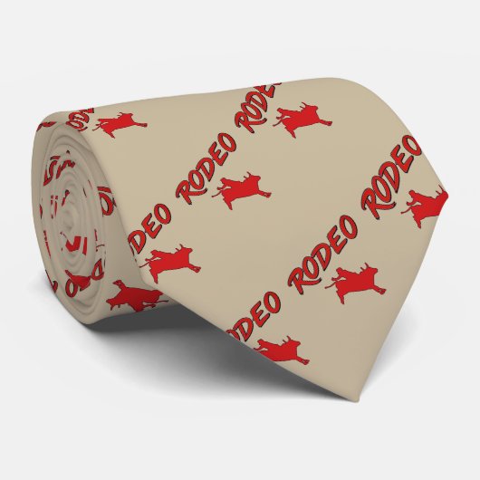 Western Rodeo Text and Bucking Bull in Rot Krawatte (Gerollt)