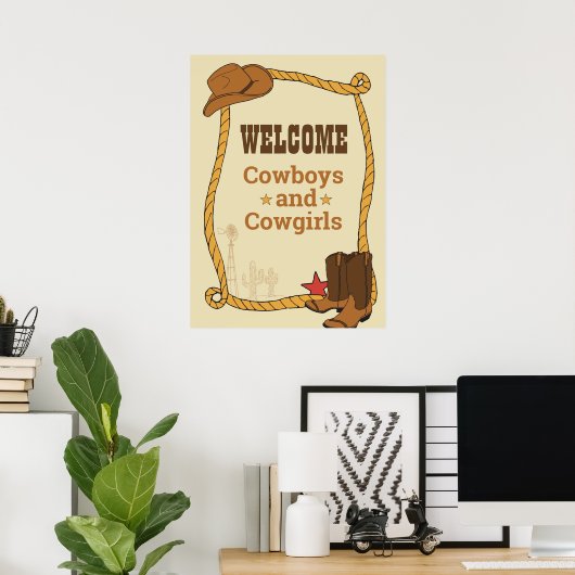 Western Rodeo Themenwoche Party 1. Rodeo Geburtsta Poster (Heimbüro)