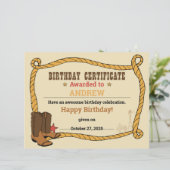 Western Rodeo Themenwoo Party 1. Rodeo-Zertifikat (Stehend Vorderseite)