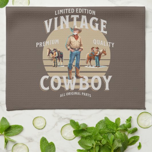 Western Rodeo Vintag Cowboy Geschirrtuch (Gefaltet)