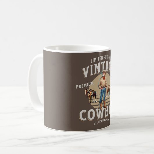 Western Rodeo Vintag Cowboy Kaffeetasse (Vorderseite Links)