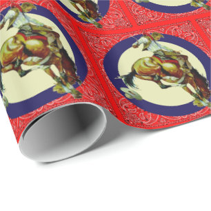Western Rodeo Vintage Cowboy auf einem buckelnden Geschenkpapier