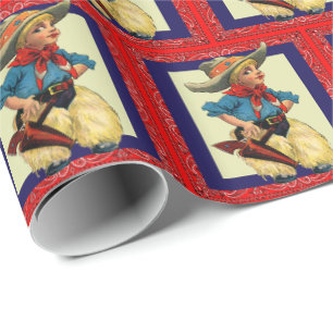 Western Rodeo Vintage Cowboy Kid Geschenkverpackun Geschenkpapier