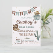 Western Rodeo Wild West Cowboy Birthday Party Einladung (Stehend Vorderseite)