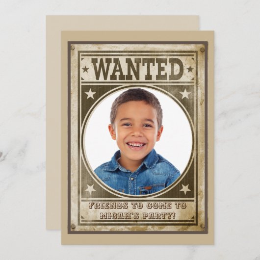 Western Rodeo Wollte Poster Foto Einladung (Vorne/Hinten)