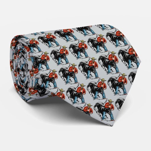 Western RodeoCowboy Steer Wrestling Männer Necktie Krawatte (Gerollt)