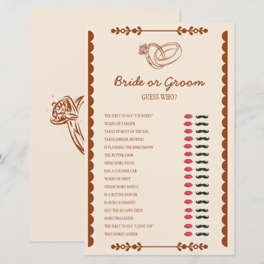 Western Romance Bridge oder Groom Duwer Game (Vorne/Hinten)