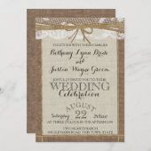 Western Romance Burlap und Lace Einladung (Vorne/Hinten)