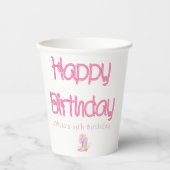 Western Rope Pink Cowgirl Geburtstag Pappbecher (Vorderseite)