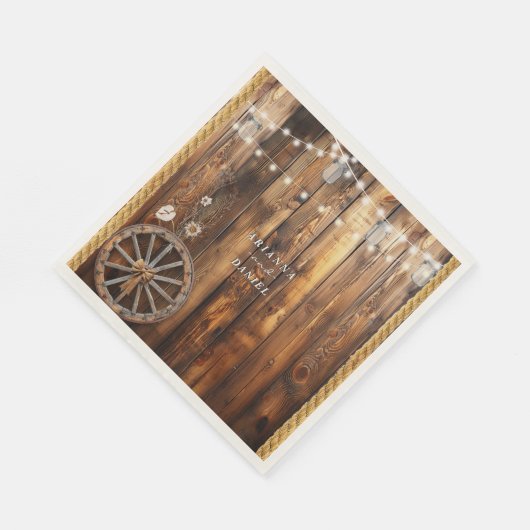 Western Rope Wagon Wheel Mason Jar Lights Serviette (Ecke)