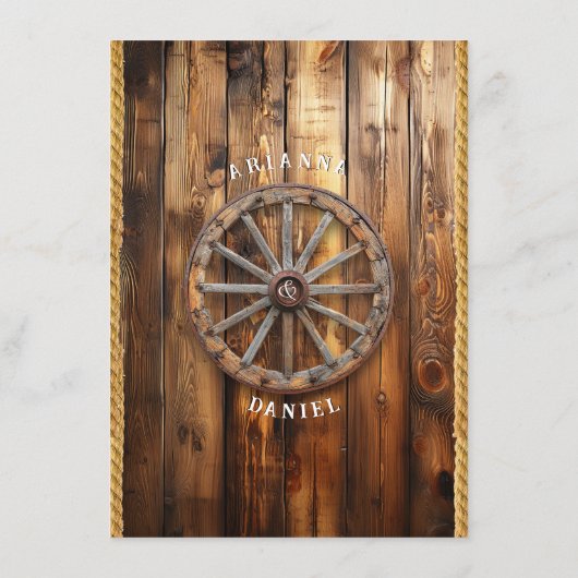 Western Rope Wagon Wheel Mason Jar String Lights Menükarte (Rückseite)