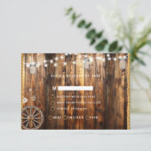 Western Rope Wagon Wheel Mason Jar String Lights RSVP Karte (Stehend Vorderseite)