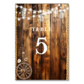 Western Rope Wagon Wheel Mason Jar String Lights Tischnummer (Rückseite)