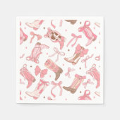 Western Rosa Rodeo Stiefel mit Bows Brautparty Serviette (Vorderseite)