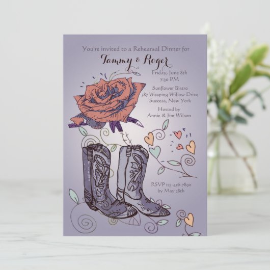 Western Rose Einladung (Stehend Vorderseite)