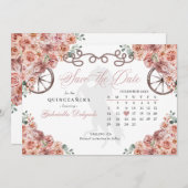 Western Rose Gold Charro Quinceañera Save the Date Einladung (Vorne/Hinten)
